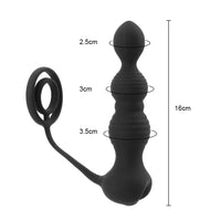 10 Mode Delay Ejaculation Anal Vibrator Prostate Massage for Men Women Butt Plug Double Ring Pull Beads