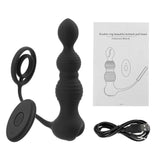 10 Mode Delay Ejaculation Anal Vibrator Prostate Massage for Men Women Butt Plug Double Ring Pull Beads