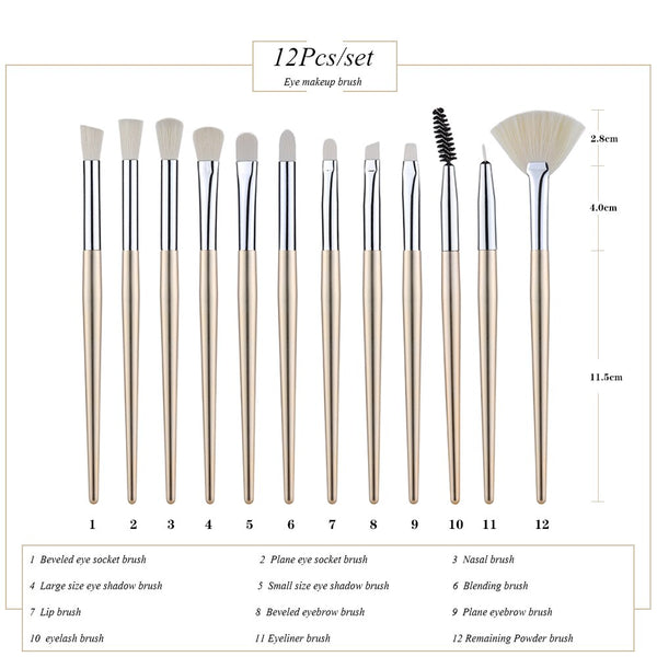 12pcs Makeup Brushes Set Professional Eye Shadow Eyeliner Eyelash Eyebrow Mascara Make Up Brush Set Tools Kit