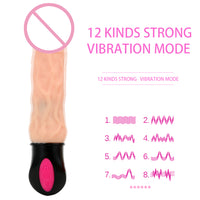 12 Mode Heating Flexible Soft Silicone Realistic Dildo Vibrator Vagina Massager Bendable for Woman