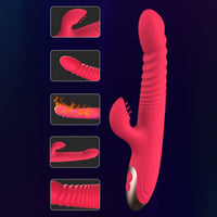 Clitoris Stimulator Rotation Beads Telescopic Rabbit Vibrator Dildo Vibrator G-spot Massage Tongue Licking Heating