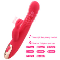 Clitoris Stimulator Rotation Beads Telescopic Rabbit Vibrator Dildo Vibrator G-spot Massage Tongue Licking Heating