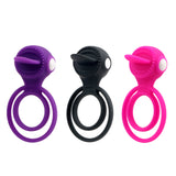 Cock Ring Dual Pleasure Penis Ring Penis Vibrator Vibrating Ring Tongue Licking for Men Male Clit Stimulator