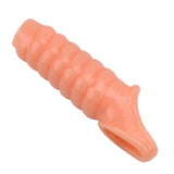 OLO Erotic Vibrating Sleeve Penis Enlargement Rings Adult Products Reusable Dildo Extender Sex Toys for Men