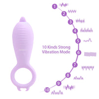 10 Frequency Penis Ring Vibrator Silicone Tongue Licking Vibrator Clitoris Stimulator for Woman Men Couple