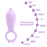 10 Frequency Penis Ring Vibrator Silicone Tongue Licking Vibrator Clitoris Stimulator for Woman Men Couple