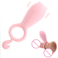 10 Frequency Penis Ring Vibrator Silicone Tongue Licking Vibrator Clitoris Stimulator for Woman Men Couple