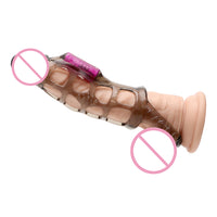 Penis Extender Reusable Dildo Massager with Bullet Vibrator Male Vibrator Penis Sleeve Cock Rings for Man