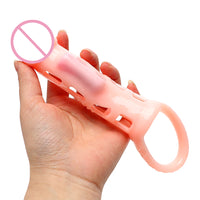 Penis Extender Reusable Dildo Massager with Bullet Vibrator Male Vibrator Penis Sleeve Cock Rings for Man