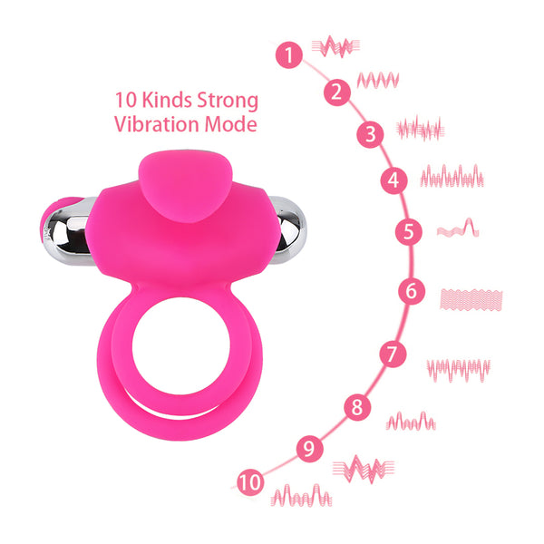Delay Ejaculation Vibrating Penis Rings Vibrators Cock Ring for Men Clitoris Stimulate 10 Speed