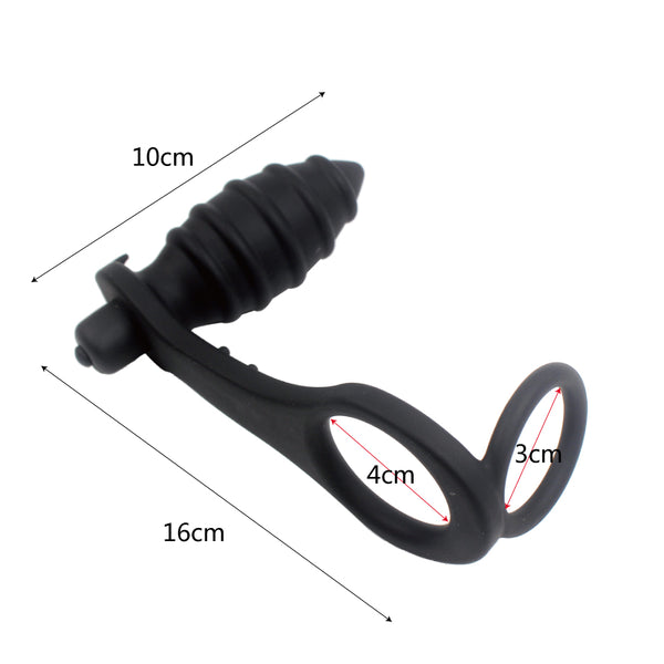 Dual Cock Ring G-spot Prostata Massager Vibrator for Men Silicone Anal Dildo Vibrator Butt Plug