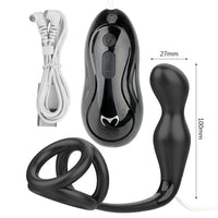 Anal Vibrator with Penis Ring 12 Speed Dildo Butt Plug Delayed Ejaculation Prostate Massager for Men