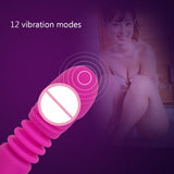 Anal Vibrators Heating Rod 12 Speed for woman Telescopic Dildo G spot Remote Control Anal Vaginal Massage