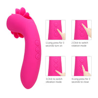 10 Speed Vaginal Vibrator 2 Modes Rotation Tongue Licking Oral Sex Dildo Clitoris Stimulator G-spot for Women