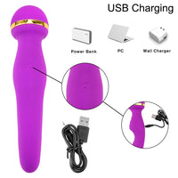 Magic Wand Masturbator G Spot Vibrating Massage Heating Dual Vibrator for Woman Powerful AV Vibrator