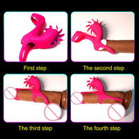 Male Penis Ring Oral Sex Licking Vibrator Penis Vibrating Ring for Couples Rotation Tongue Clitoris Stimulator