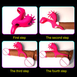 Male Penis Ring Oral Sex Licking Vibrator Penis Vibrating Ring for Couples Rotation Tongue Clitoris Stimulator