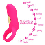 10 Speed Vibrating Penis Ring Clitoris Stimulator Cock Ring Delay Ejaculation Vibrator for Men