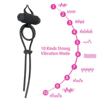 Clitoris Stimulator Cock Ring Time Lasting Vibrator Penis Ring 10 Speed for Men Lock Rope Delay Ejaculation