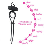 Clitoris Stimulator Cock Ring Time Lasting Vibrator Penis Ring 10 Speed for Men Lock Rope Delay Ejaculation