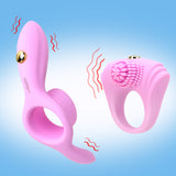 for Men Single Speed Vibrator Delay Ejaculation Penis Ring With Massager Brush Silicone Cock Ring