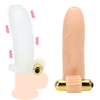 Bullet Vibrator Penis Sleeve for Men Clitoris Stimulator Male Penis Extension Enlarger TPE
