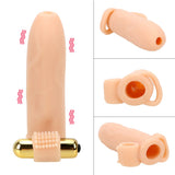 Bullet Vibrator Penis Sleeve for Men Clitoris Stimulator Male Penis Extension Enlarger TPE