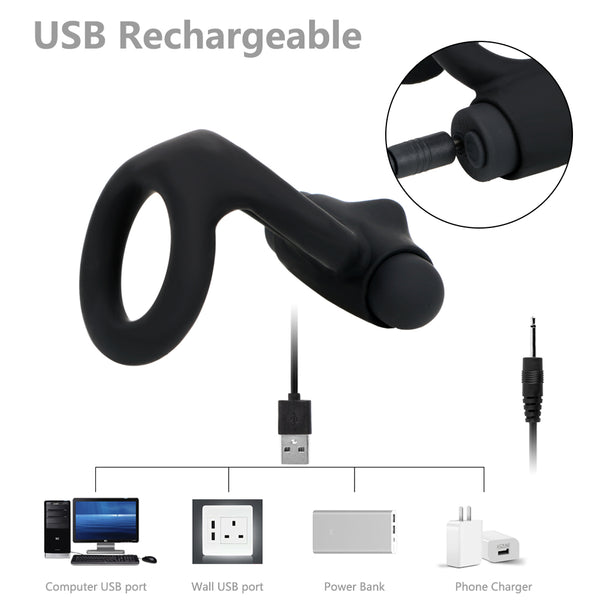 Double Vibrator Cock Rings Penis Rings 10 Speed Delay Ejaculation for Men Women Couple Clitoris Stimulator