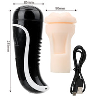 Male Masturbation Cup Vagina Realistic Oral Vibrator TPR & ABS Strong Sucking for Men