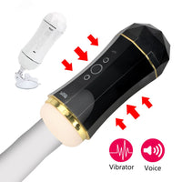 for Man Artificial Vagina Male Masturbation Cup Sucking Oral Sex Dual Hole Vibration Real Pussy Vibrator
