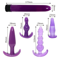 5 Pieces/Set Finger Vibrator Anal Plug Anal Dildo for Men Women Prostate Massager Purple
