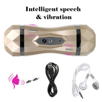 Real Vagina for Men Male Masturbator Vibrator Voice Interaction for Adult Deep Throat Pussy Mouth Masturbation Cup