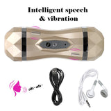Real Vagina for Men Male Masturbator Vibrator Voice Interaction for Adult Deep Throat Pussy Mouth Masturbation Cup
