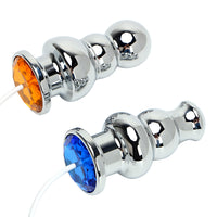 Metal 10 Speeds USB Butt Plug Anal Plug Vibrator Prostate Massager Rhinestone Anal Bead for Men Women