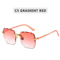 Square Rimless Sunglasses Women Summer Red Glasses Sun Glasses for Men UV400 Shades Oculos