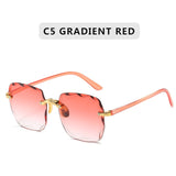 Square Rimless Sunglasses Women Summer Red Glasses Sun Glasses for Men UV400 Shades Oculos