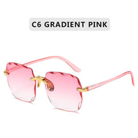 Square Rimless Sunglasses Women Summer Red Glasses Sun Glasses for Men UV400 Shades Oculos