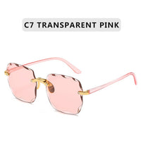 Square Rimless Sunglasses Women Summer Red Glasses Sun Glasses for Men UV400 Shades Oculos