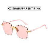 Square Rimless Sunglasses Women Summer Red Glasses Sun Glasses for Men UV400 Shades Oculos