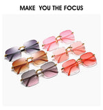 Square Rimless Sunglasses Women Summer Red Glasses Sun Glasses for Men UV400 Shades Oculos