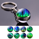 Northern Lights Tree Keychain Aurora Picture Glass Ball Key Chain Northern Lights Aurora for Men for Women Lovers Gift