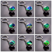 Northern Lights Tree Keychain Aurora Picture Glass Ball Key Chain Northern Lights Aurora for Men for Women Lovers Gift