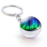 Northern Lights Tree Keychain Aurora Picture Glass Ball Key Chain Northern Lights Aurora for Men for Women Lovers Gift