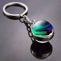 Northern Lights Tree Keychain Aurora Picture Glass Ball Key Chain Northern Lights Aurora for Men for Women Lovers Gift