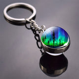 Northern Lights Tree Keychain Aurora Picture Glass Ball Key Chain Northern Lights Aurora for Men for Women Lovers Gift