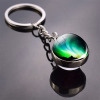 Northern Lights Tree Keychain Aurora Picture Glass Ball Key Chain Northern Lights Aurora for Men for Women Lovers Gift