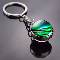 Northern Lights Tree Keychain Aurora Picture Glass Ball Key Chain Northern Lights Aurora for Men for Women Lovers Gift