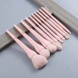 10pcs Natural Hair Colorful Makeup Brushes Professional Foundation Powder Blush Eyeshadow Eyebrow Kabuki Blending Brush Set