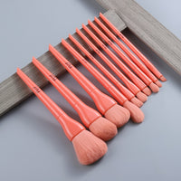 10pcs Natural Hair Colorful Makeup Brushes Professional Foundation Powder Blush Eyeshadow Eyebrow Kabuki Blending Brush Set