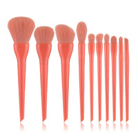 10pcs Natural Hair Colorful Makeup Brushes Professional Foundation Powder Blush Eyeshadow Eyebrow Kabuki Blending Brush Set